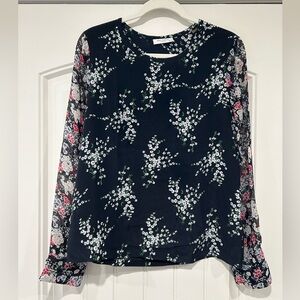 Equipment Black and White Floral Blouse